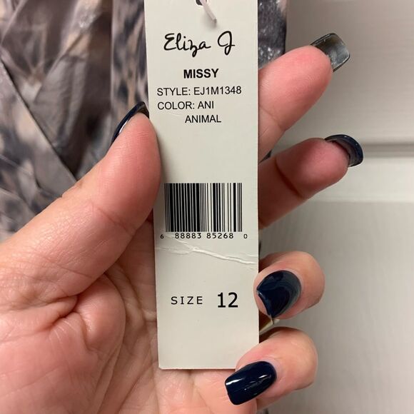 Eliza J Animal Print Taffeta Crystal Embellished Dress sz 12 NWT - Picture 5 of 6